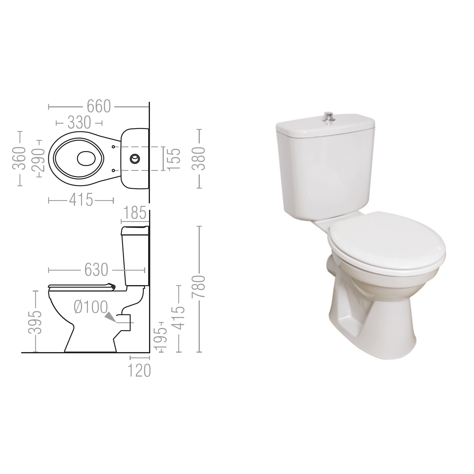 PROCare Ltd GO Pro 5111 Protea Close Coupled WC Pan